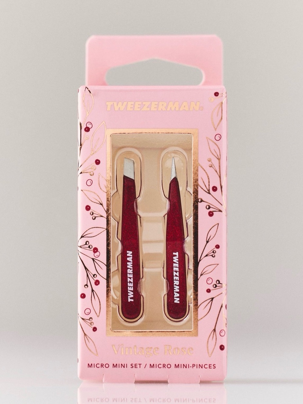 Tweezerman Vintage Rose Micro Mini Tweezer Set - Pink and Deep Red